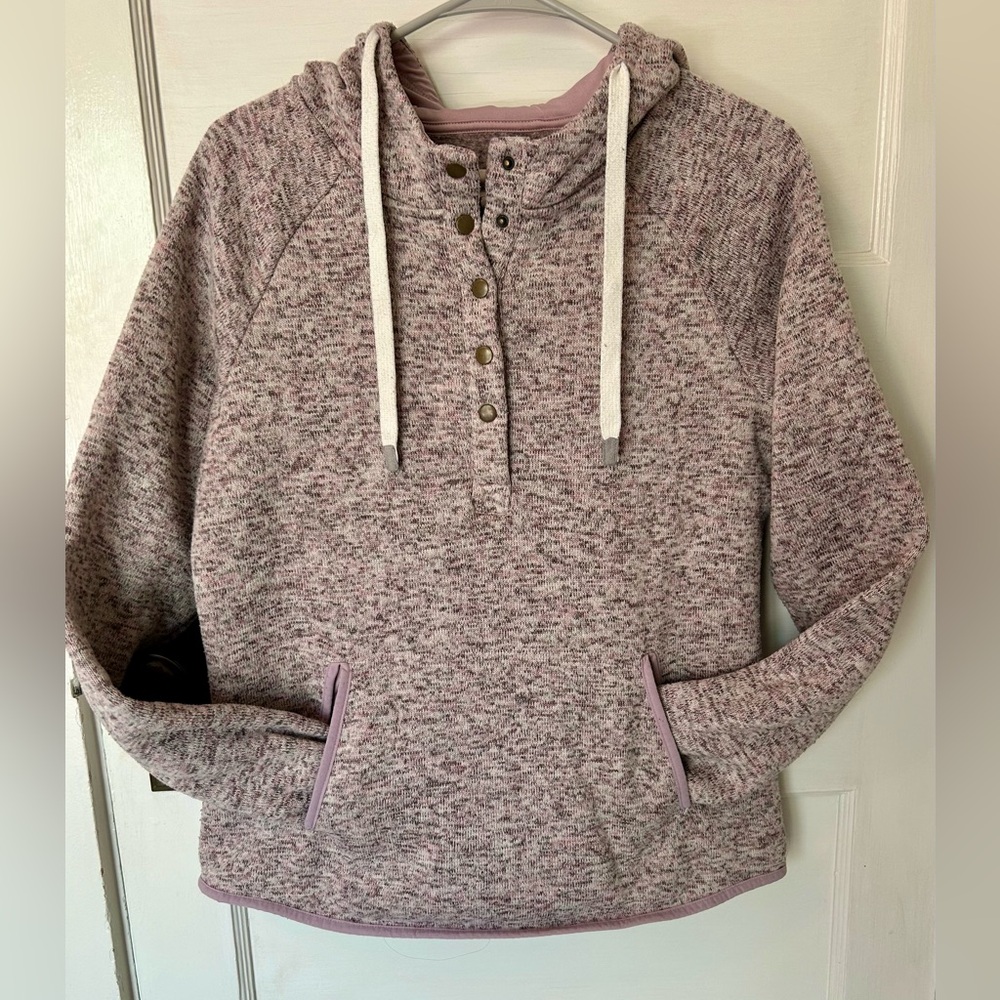 Thread & Supply Pink Funnel Neck Snap Up Hoodie